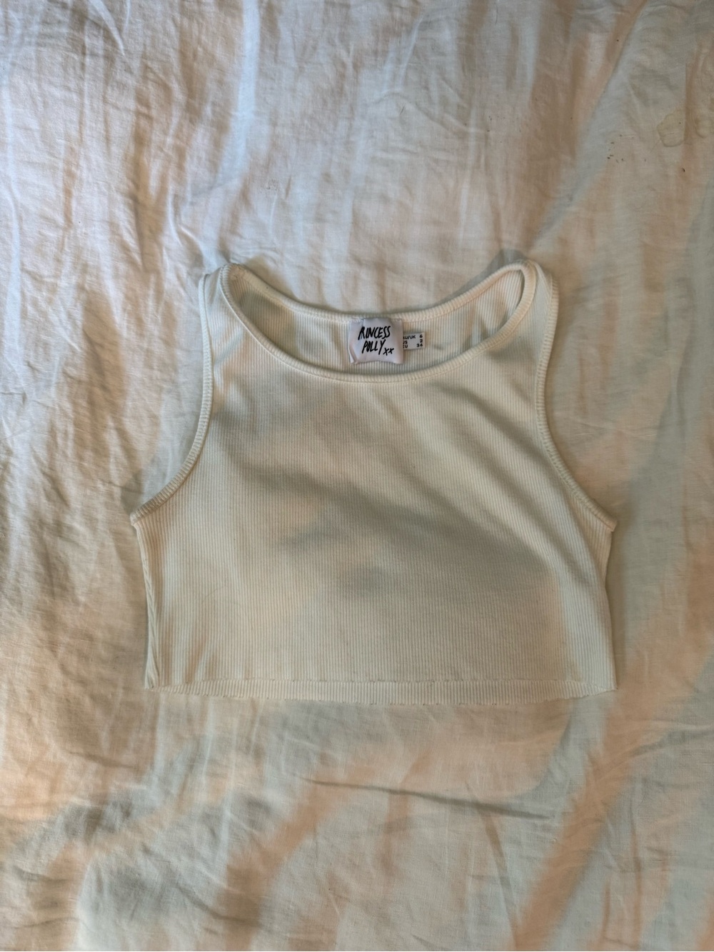 Princess Polly Ribbed Cropped Tank - Cream